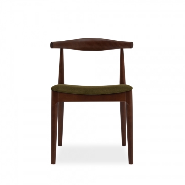 Aalborg Wooden Dining Chair, Moss Green Sustainable Mohair Velvet & Walnut