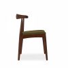 Aalborg Wooden Dining Chair, Moss Green Sustainable Mohair Velvet & Walnut