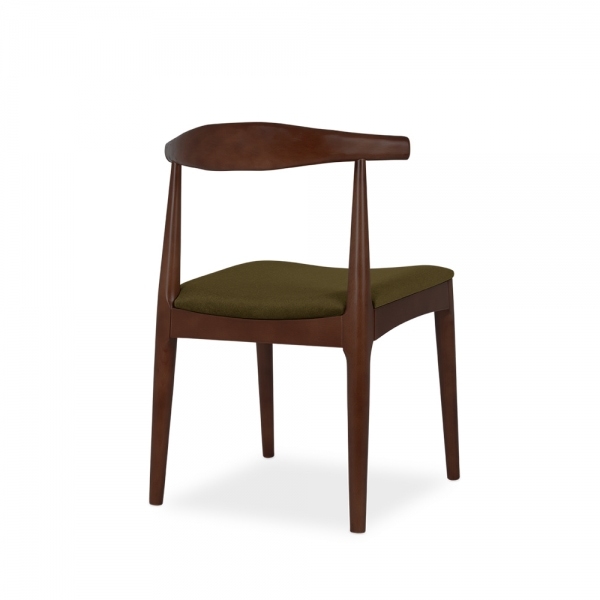 Aalborg Wooden Dining Chair, Moss Green Sustainable Mohair Velvet & Walnut