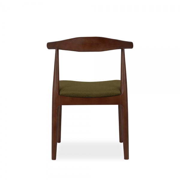 Aalborg Wooden Dining Chair, Moss Green Sustainable Mohair Velvet & Walnut