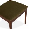 Aalborg Wooden Dining Chair, Moss Green Sustainable Mohair Velvet & Walnut
