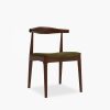 Aalborg Wooden Dining Chair, Moss Green Sustainable Mohair Velvet & Walnut