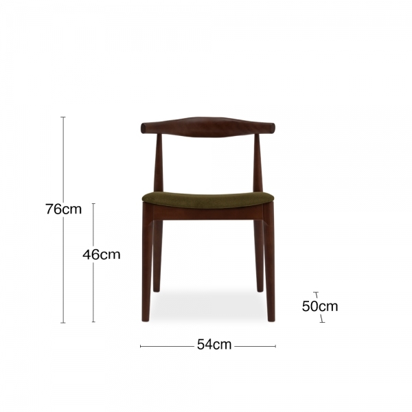 Aalborg Wooden Dining Chair, Moss Green Sustainable Mohair Velvet & Walnut