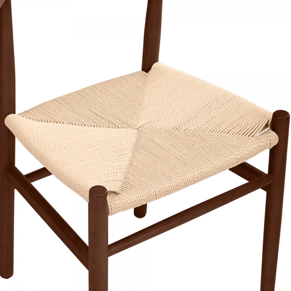 Aalborg Wooden Dining Chair, Natural Weave & Walnut