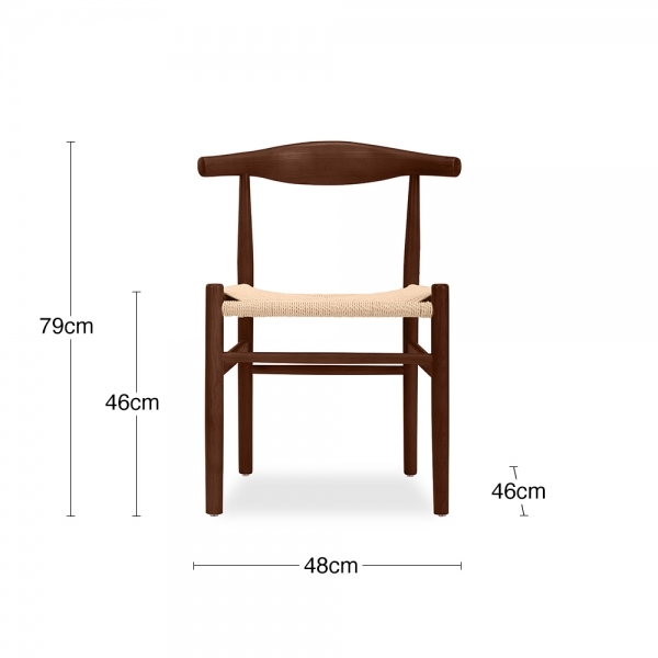 Aalborg Wooden Dining Chair, Natural Weave & Walnut