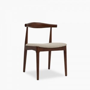 Aalborg Wooden Dining Chair, Speckled Stone Sustainable Boucle & Walnut
