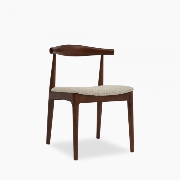 Aalborg Wooden Dining Chair, Speckled Stone Sustainable Boucle & Walnut