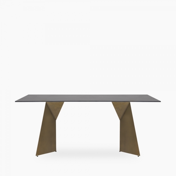 Abeline 8 Seat Dining Table, Sintered Stone & Brass