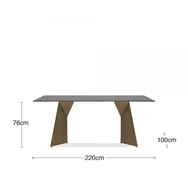 Abeline 8 Seat Dining Table, Sintered Stone & Brass