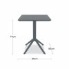 Aiden Folding Square Cafe Table, Dark Grey