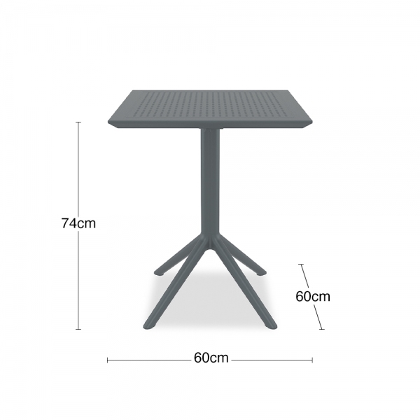 Aiden Folding Square Cafe Table, Dark Grey