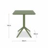 Aiden Folding Square Cafe Table, Olive Green