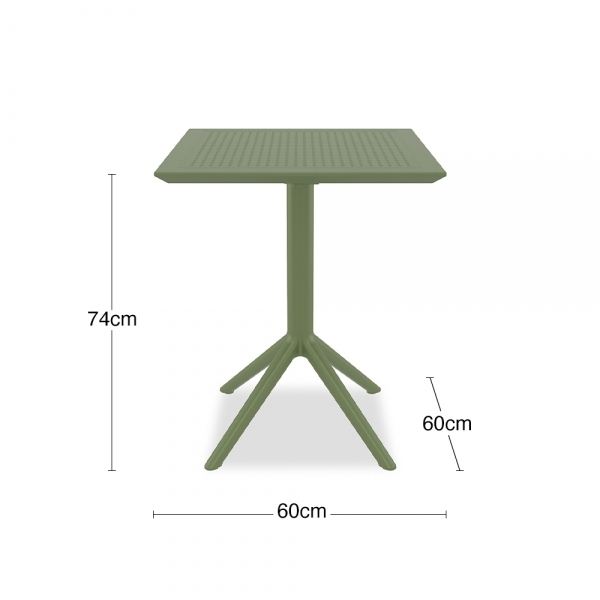 Aiden Folding Square Cafe Table, Olive Green