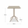 Aiden Folding Square Cafe Table, Taupe