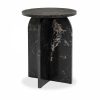 Alba Round Side Table, Black Marble