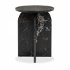 Alba Round Side Table, Black Marble