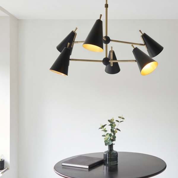 Alberto Task Pendant Light, Black & Brass