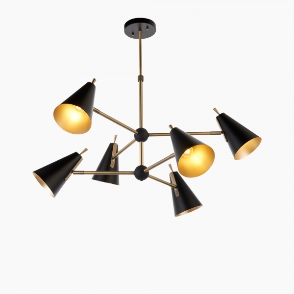 Alberto Task Pendant Light, Black & Brass