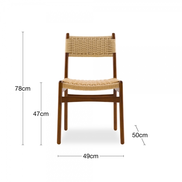 Alma Wooden Dining Chair, Natural Weave & Walnut
