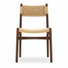 Alma Wooden Dining Chair, Natural Weave & Walnut