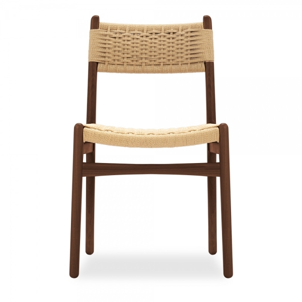 Alma Wooden Dining Chair, Natural Weave & Walnut
