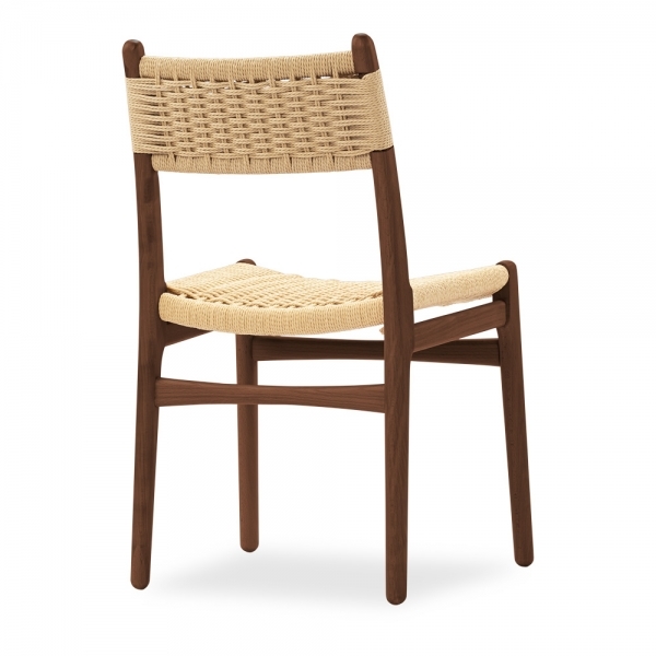 Alma Wooden Dining Chair, Natural Weave & Walnut