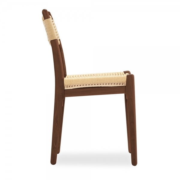 Alma Wooden Dining Chair, Natural Weave & Walnut