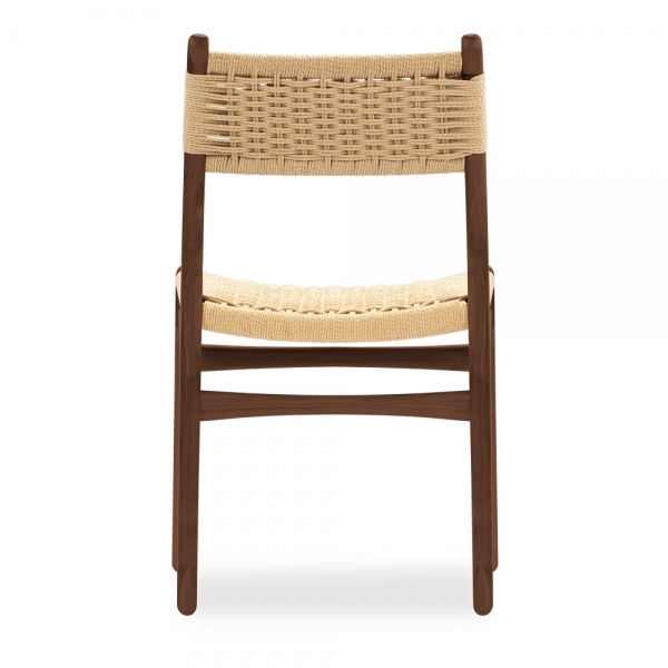 Alma Wooden Dining Chair, Natural Weave & Walnut