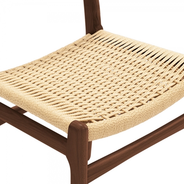Alma Wooden Dining Chair, Natural Weave & Walnut