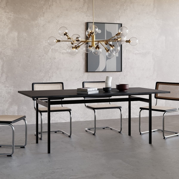 Angus 8 Seat Dining Table, Black Ash