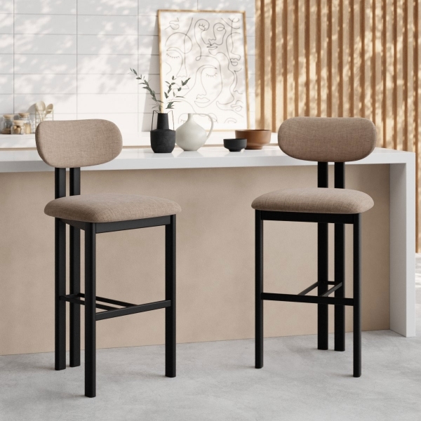 Arbor Bar Stool, Latte Sustainable Fabric