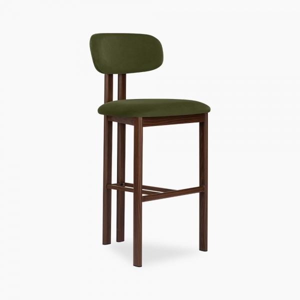 Arbor Bar Stool, Olive Green Sustainable Velvet