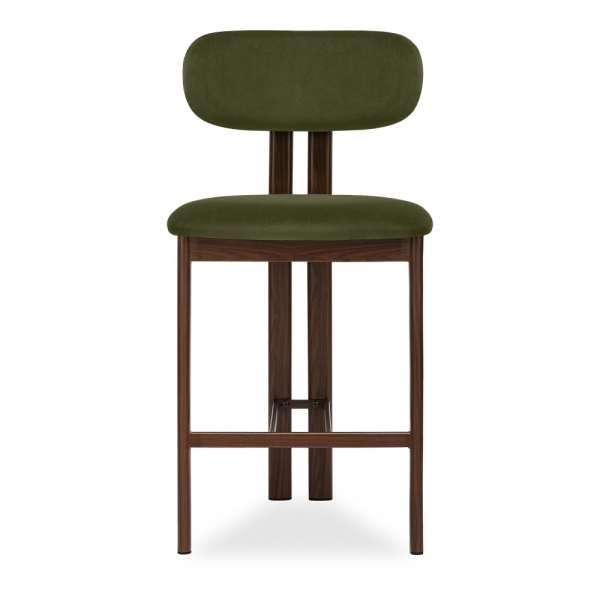 Arbor Kitchen Stool, Olive Green Sustainable Velvet