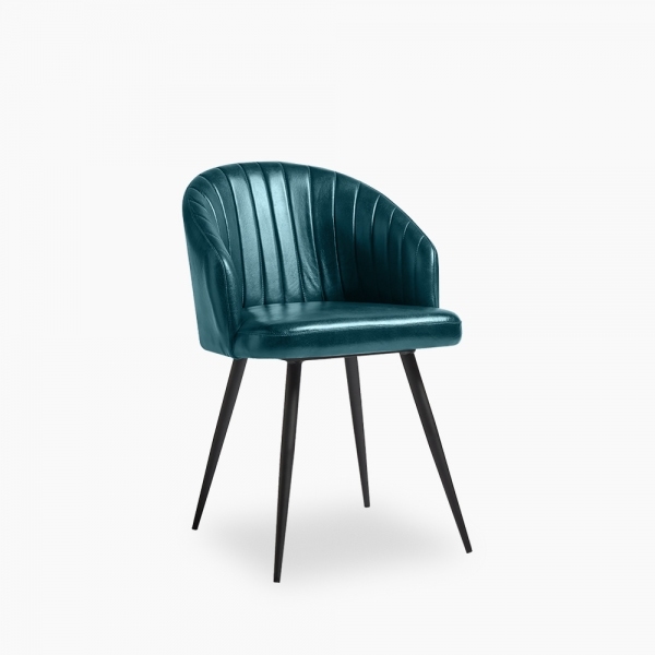 Argyle Leather Tub Chair, Vintage Blue