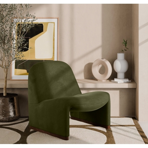 Arlet Accent Chair, Olive Green Sustainable Velvet