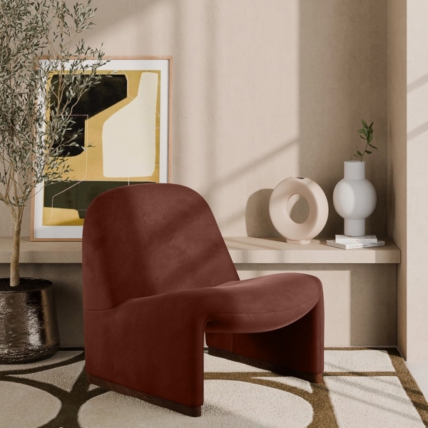 Arlet Accent Chair, Rust Sustainable Velvet