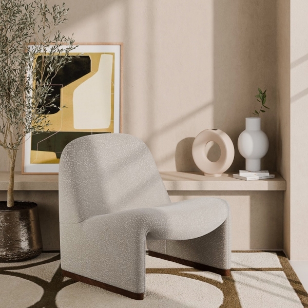 Arlet Accent Chair, Speckled Stone Sustainable Boucle