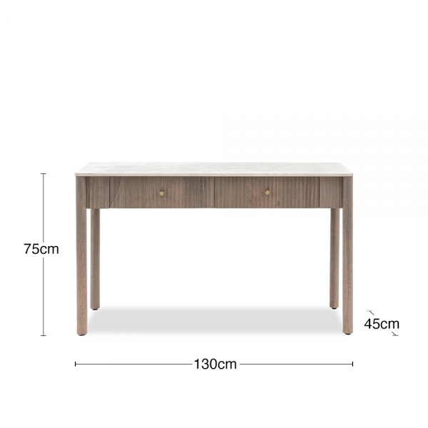 Arno Console Table, Grey Mango Wood & White Marble