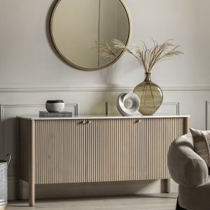 Arno Sideboard, Grey Mango Wood & White Marble