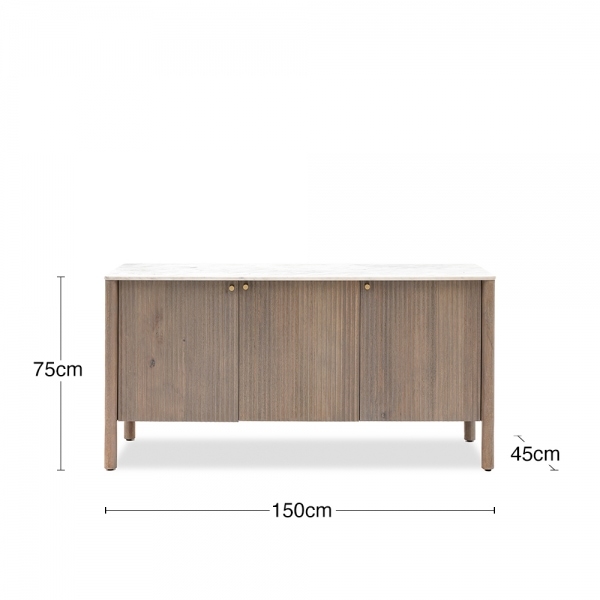 Arno Sideboard, Grey Mango Wood & White Marble