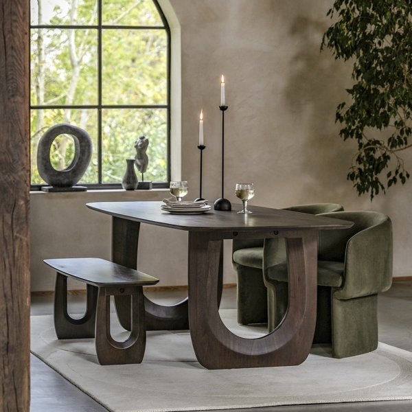 Asher 6 Seat Dining Table, Dark Mango Wood