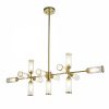 Aster Ribbed Glass Linear Pendant Chandelier, Brass
