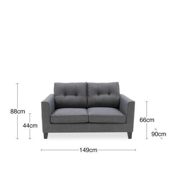 Astrid 2 Seater Sofa, Charcoal Grey