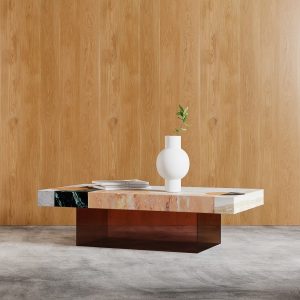 Atmos Coffee Table, Marble & Brown Acrylic
