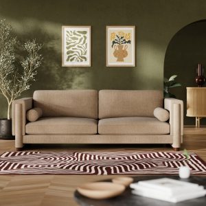 Ava 3 Seater Sofa, Latte Sustainable Fabric