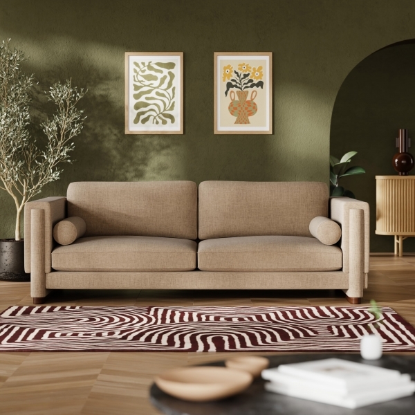Ava 3 Seater Sofa, Latte Sustainable Fabric