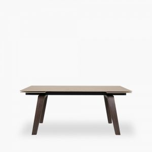 Axton 6-10 Seat Extendable Dining Table, Sintered Stone & Walnut