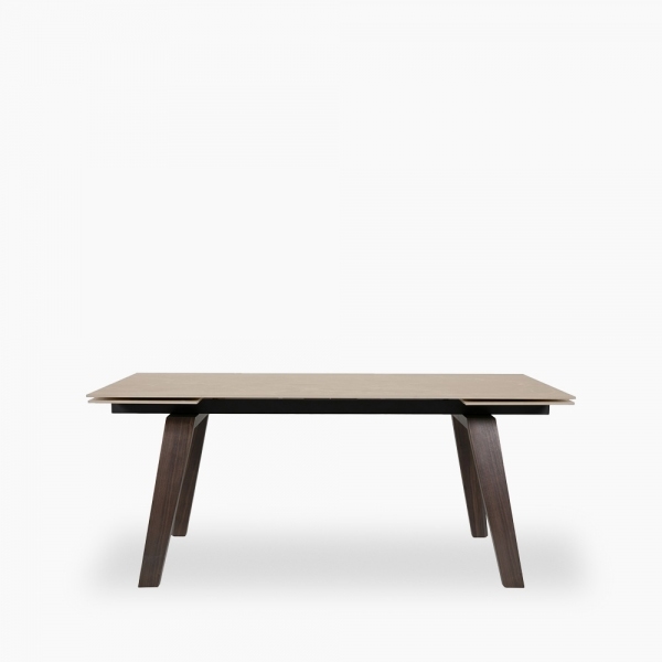 Axton 6-10 Seat Extendable Dining Table, Sintered Stone & Walnut