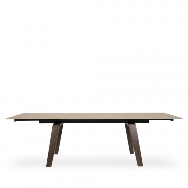 Axton 6-10 Seat Extendable Dining Table, Sintered Stone & Walnut