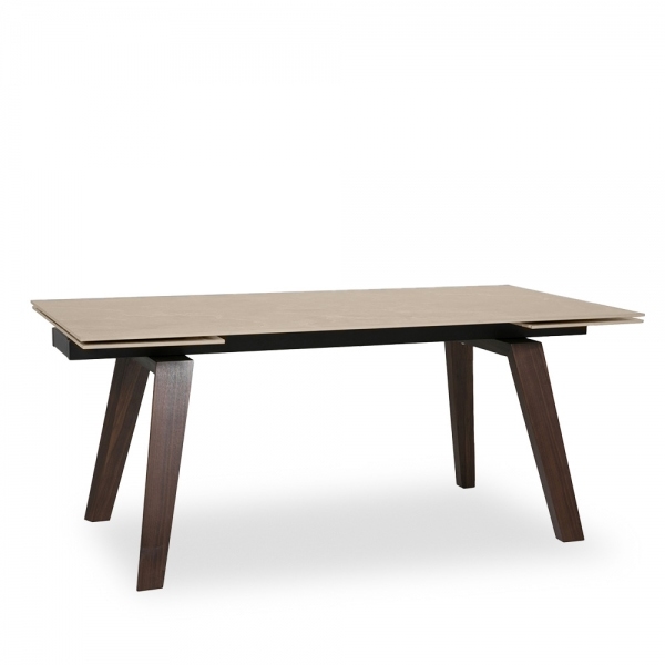 Axton 6-10 Seat Extendable Dining Table, Sintered Stone & Walnut